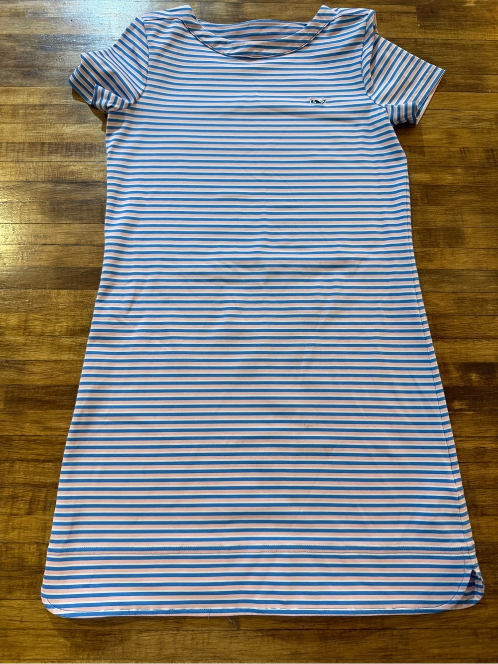 Vineyard Vines girls' performance dress Sz 10/12 pink and blue stripes (v1)